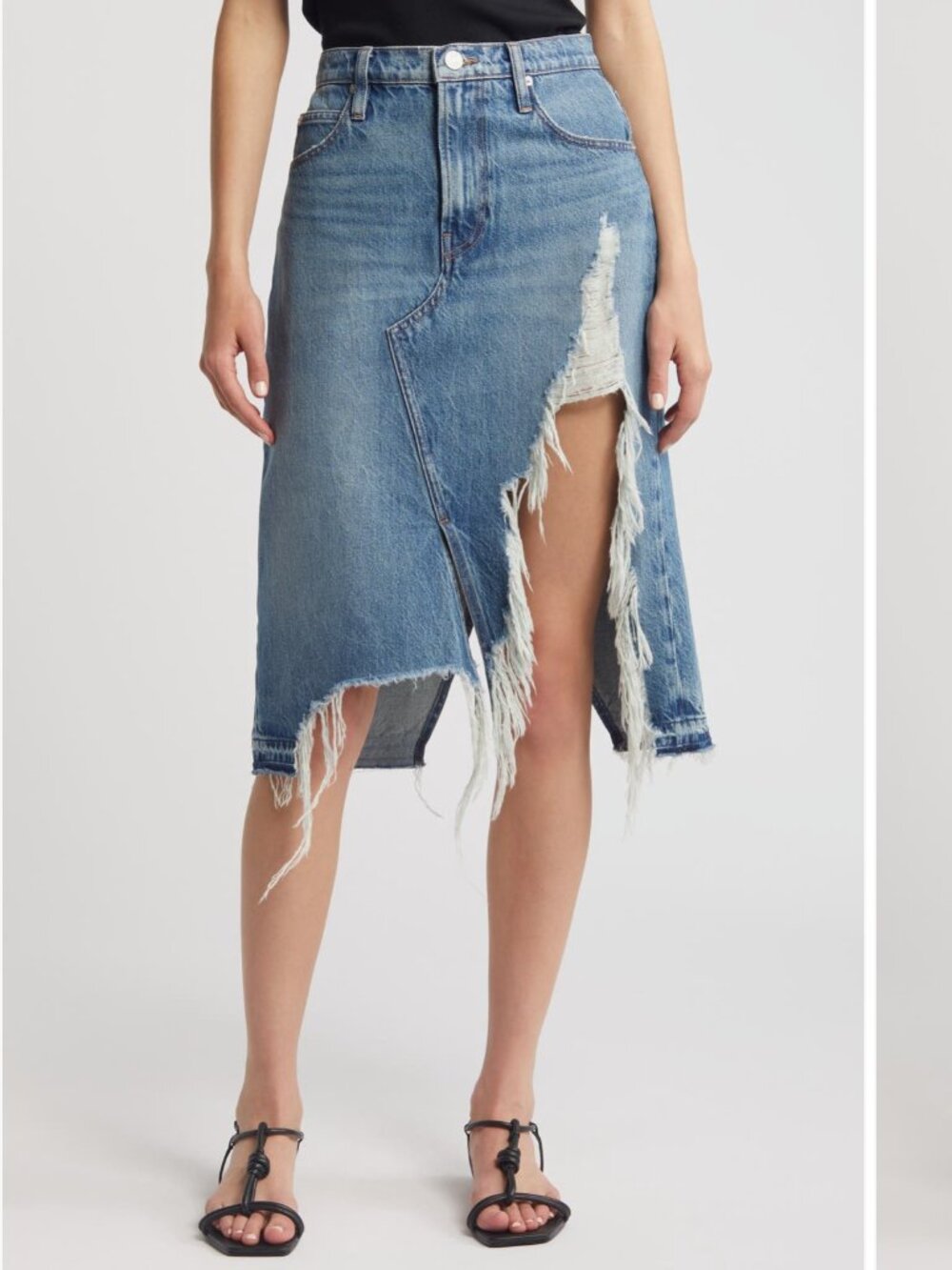 Frame deconstructed denim Midi skirt size 25 (US SIZE 2)